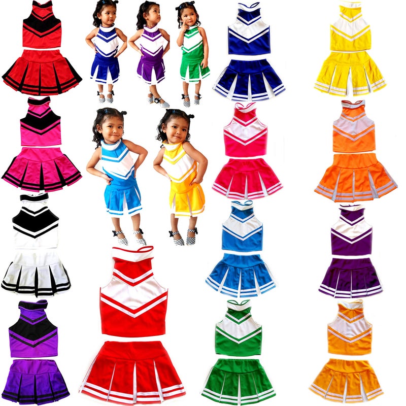 Total 2550 Little Girls' Cheerleader Cheerleading Outfit, Green/White, Size S / 2-5 Years - Image 3